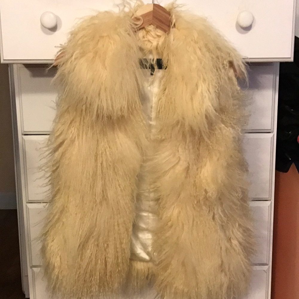 100% Mongolian Fur Natural Color Vest